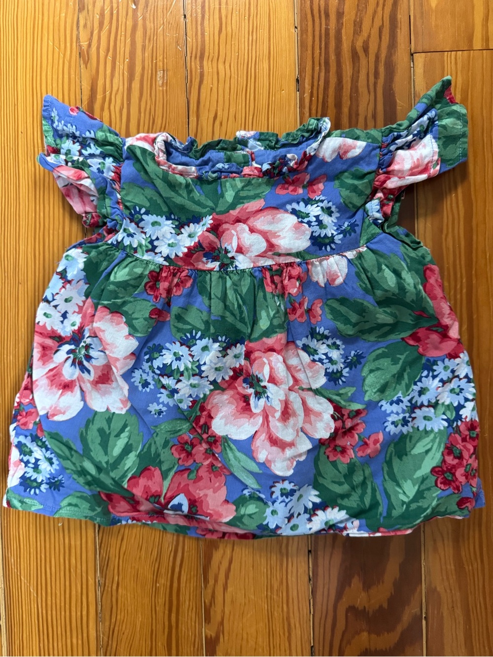 Janie and Jack Floral Flutter-Sleeve Top